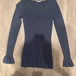 Wolford Navy Ribbed Knit Top Sz S